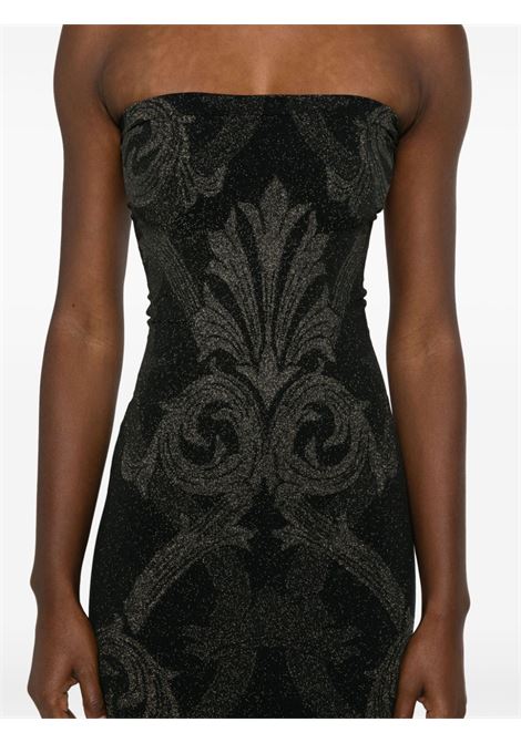 Black and gold baroque-jacquard metallic midi dress Wolford x etro - women WOLFORD X ETRO | 571727125